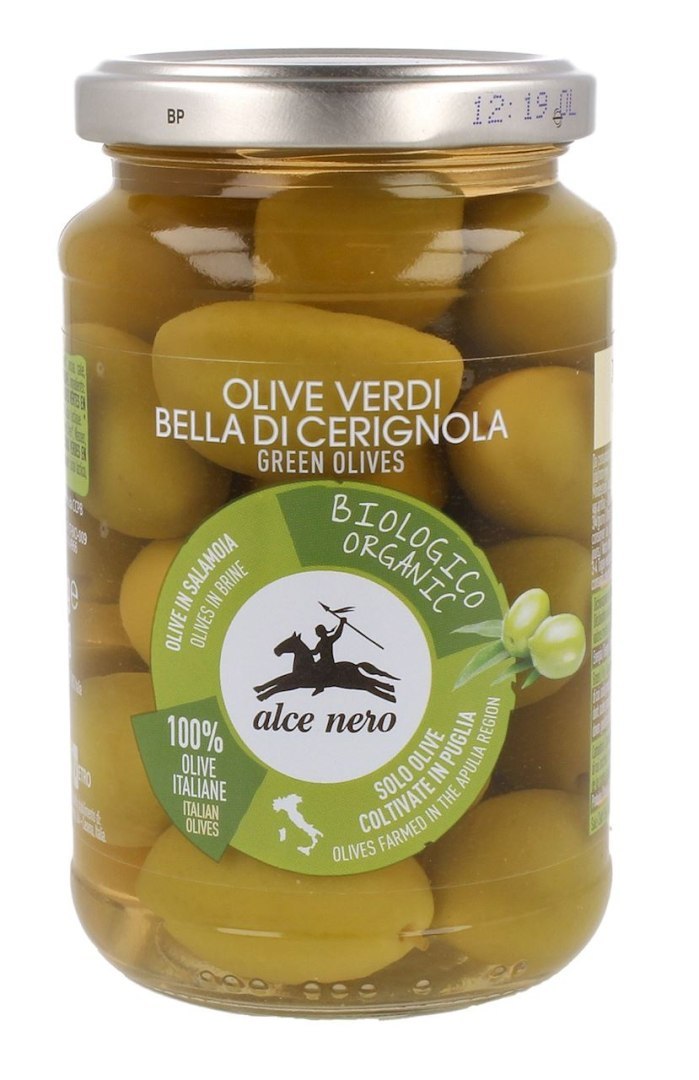 Grüne Oliven Bella Di Cerignola Mit BIO-Stein 350g > ALCE NERO (włoskie  produkty) - Green Spoon - Naturkostladen